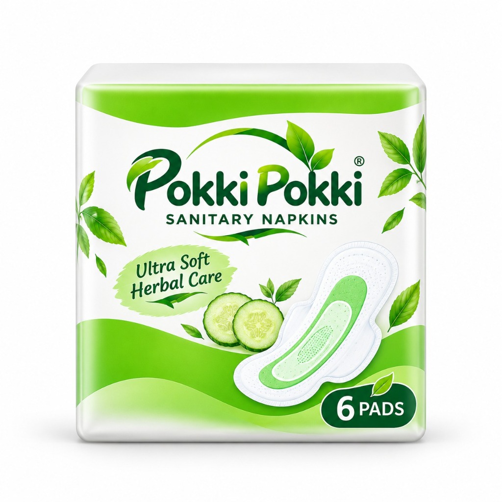 Pokki Pokki Sanitary Napkins Ultra Soft Herbal Care 6 Pads